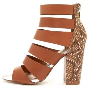 Chinese Laundry Bonafide Hazelnut Snakeskin Print Strappy Heels 8